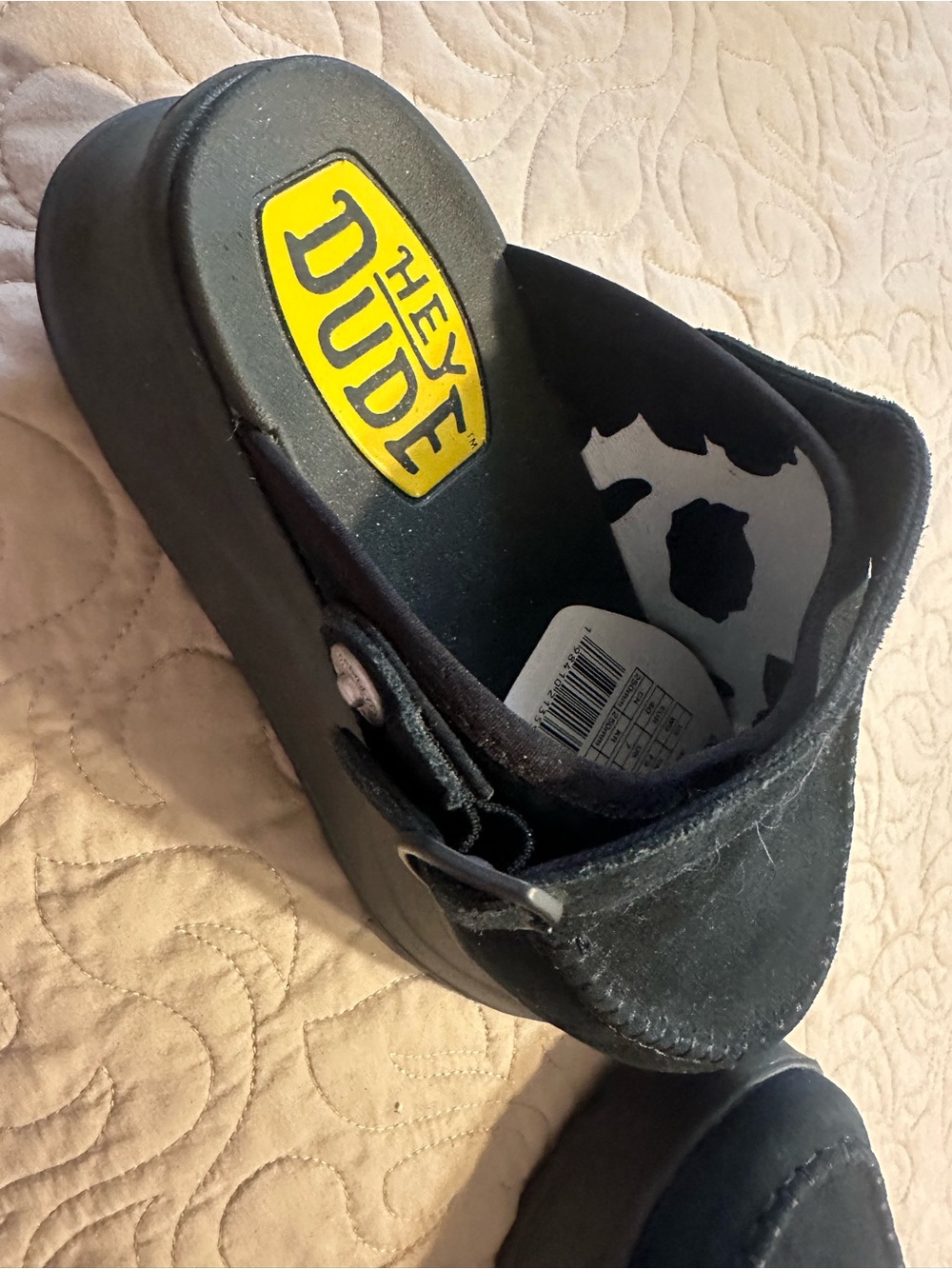Hey Dude womens Black Suede Slip-On Clog - Picture 4 of 5